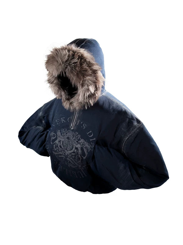 Reversible Hooded Bomber Jacket with Fur Trim 5