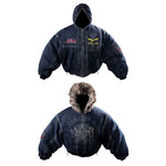 5969714469509,5969714469510,6150162218707, Reversible Hooded Bomber Jacket with Fur Trim