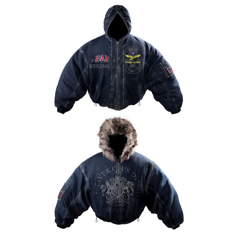 5969714469509,5969714469510,6150162218707, Reversible Hooded Bomber Jacket with Fur Trim
