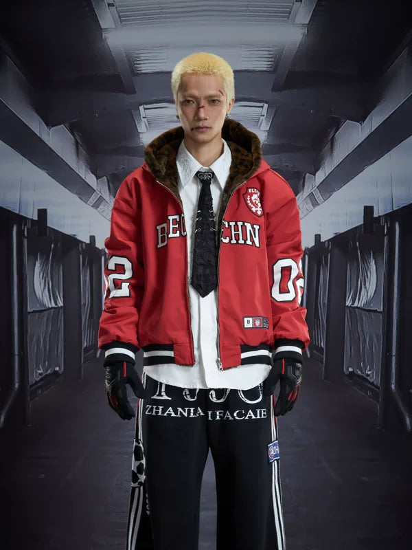 ,6150574450489,6150574450490,6150574450491,6150574450492, Reversible Hooded Faux Fur Varsity Jacket