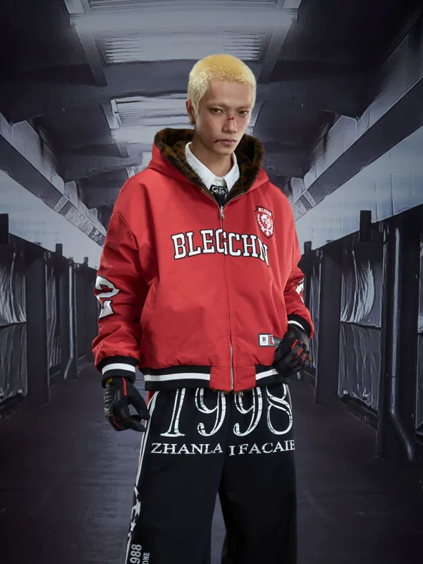 Reversible Hooded Faux Fur Varsity Jacket 2