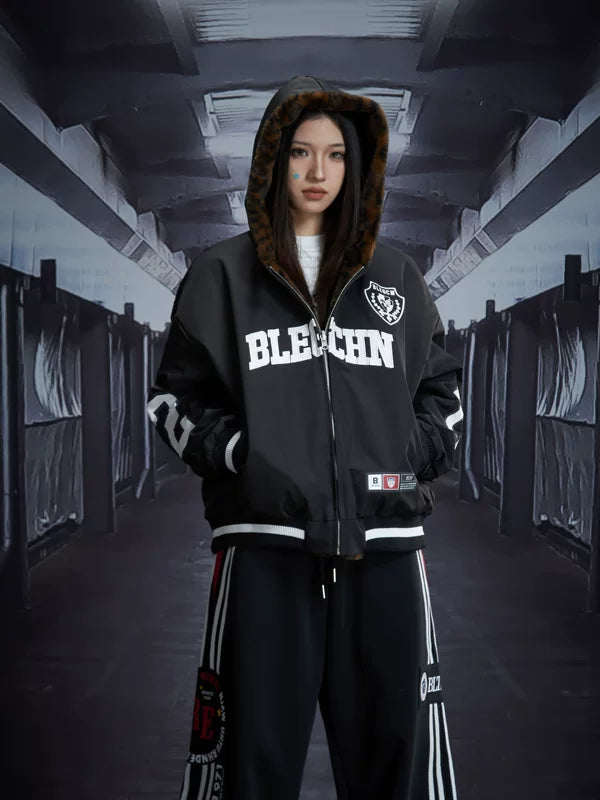 Reversible Hooded Faux Fur Varsity Jacket 3