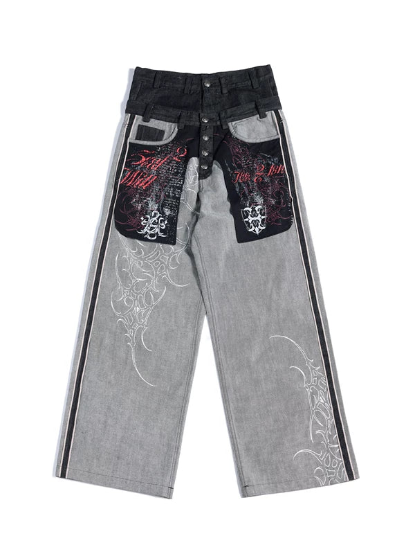 Reversible Selvedge Wide-Leg Denim Pants 1
