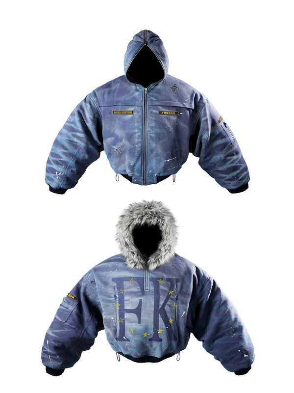 Reversible Star Print Hooded Bomber Jacket 1