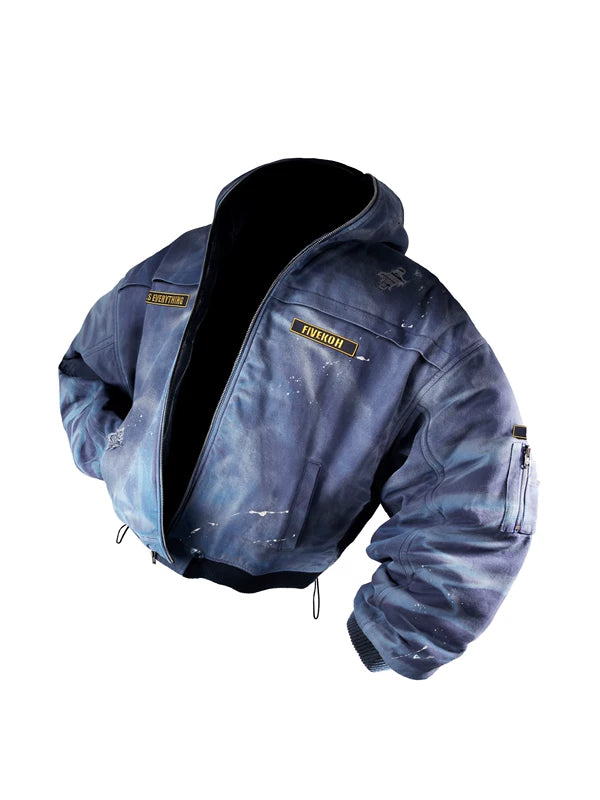 Reversible Star Print Hooded Bomber Jacket 4