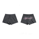 6244515339045,6244515339046,6244515339047,6244515339048, Rhinestone Angel Print Drawstring Shorts