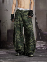 Rhinestone Camouflage Wide-Leg Lantern Jeans 3