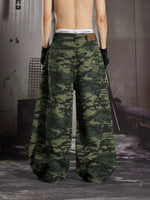 Rhinestone Camouflage Wide-Leg Lantern Jeans 4