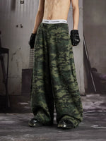 Rhinestone Camouflage Wide-Leg Lantern Jeans 5