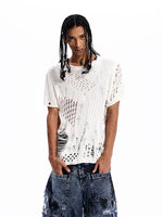 Rhinestone Cross Distressed Knit Sweater 2