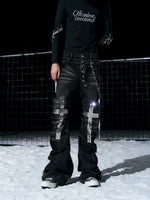 Rhinestone Cross Double Waist Button-Down Pants 3