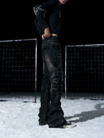 Rhinestone Cross Double Waist Button-Down Pants 4