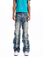Rhinestone Cross Embellished Straight Leg Jeans 2