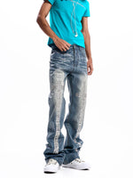 Rhinestone Cross Embellished Straight Leg Jeans 4