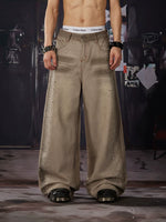 Rhinestone Distressed Wide-Leg Jeans 1