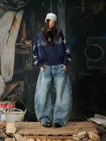 Rhinestone Embellished Distressed Wide-Leg Jeans Pants 4