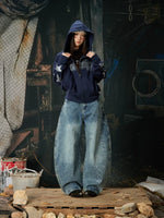 Rhinestone Embellished Distressed Wide-Leg Jeans Pants 5