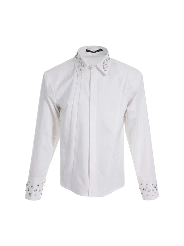 Rhinestone Embellished Long-Sleeve Shirt with Tie 5