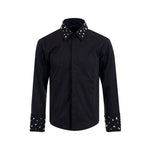 5883238175587,5883238175588,5883238175589,5883238175590, Rhinestone Embellished Long-Sleeve Shirt with Tie