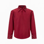 5883238175595,5883238175596,5883238175597,5883238175598, Rhinestone Embellished Long-Sleeve Shirt with Tie