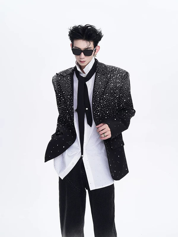 Rhinestone Embellished Loose Fit Suit Jacket 2