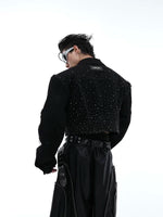 Rhinestone Embellished Padded Shoulder Denim Jacket 4