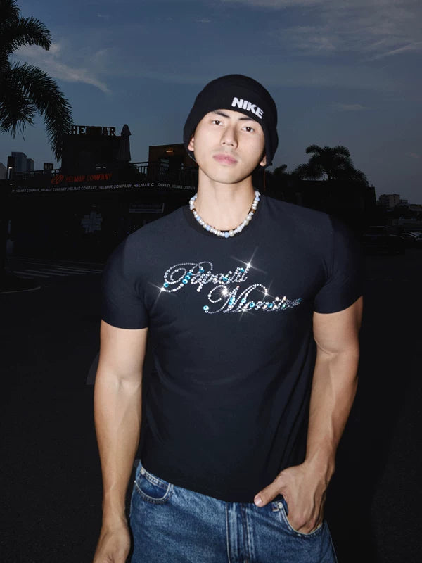 Rhinestone Embellished Slim Fit T-Shirt 1