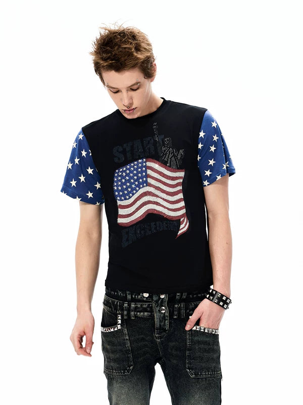 Rhinestone Flag Graphic Short-Sleeve T-Shirt 2