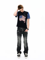 Rhinestone Flag Graphic Short-Sleeve T-Shirt 4