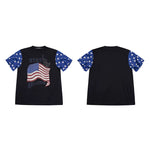 6252003262603,6252003262605,6252003262607,6252003262609, Rhinestone Flag Graphic Short-Sleeve T-Shirt