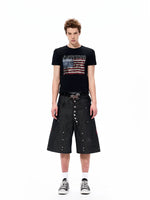 Rhinestone Flag Print Slim Fit T-Shirt 4