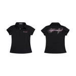 6079886533610,6079886533611,6079886533612,6079886533613, Rhinestone Graphic Short Sleeve Polo Shirt
