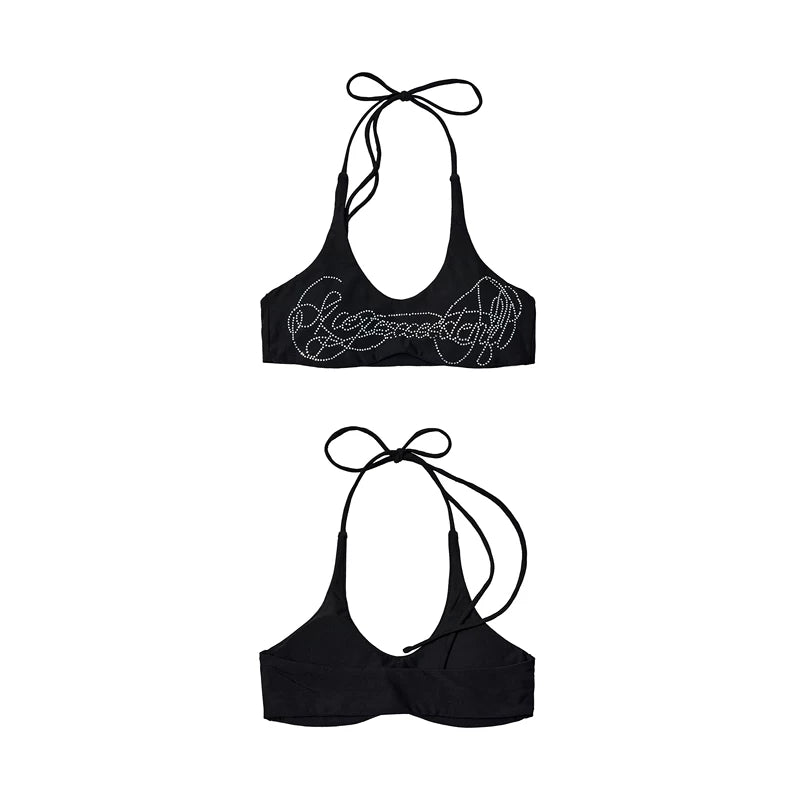 6079701428236,6079701428237,6079701428238, Rhinestone Halter Neck Bra Vest