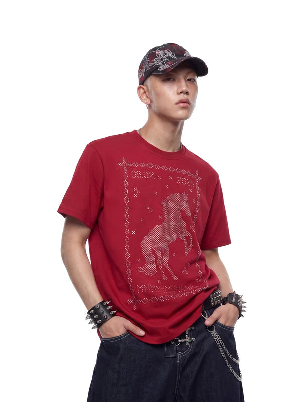 Rhinestone Horse Graphic T-Shirt 1