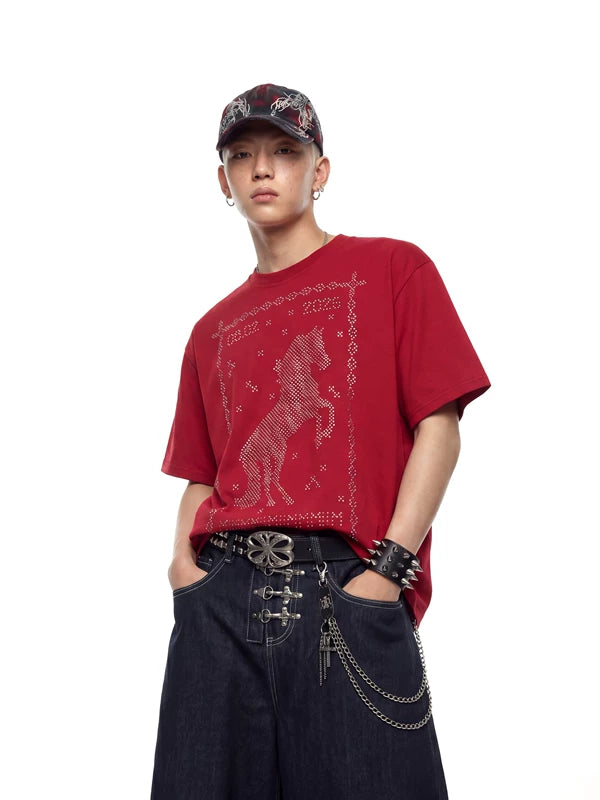 Rhinestone Horse Graphic T-Shirt 5
