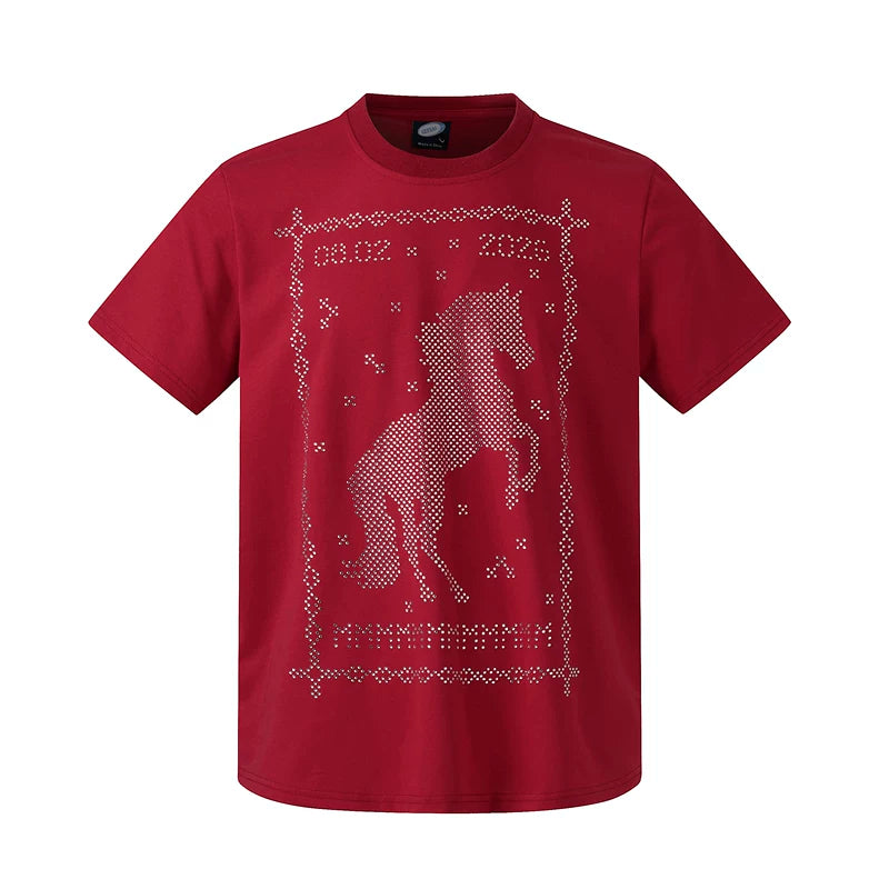 6076631864935,6076631864936,6076631864937, Rhinestone Horse Graphic T-Shirt