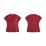 6244488507656,6244488507657,6244488507658,6244488507659, Rhinestone Letter Bow Detail Slim T-Shirt