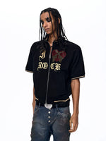 Rhinestone Letter Print Short-Sleeve Jacket 2