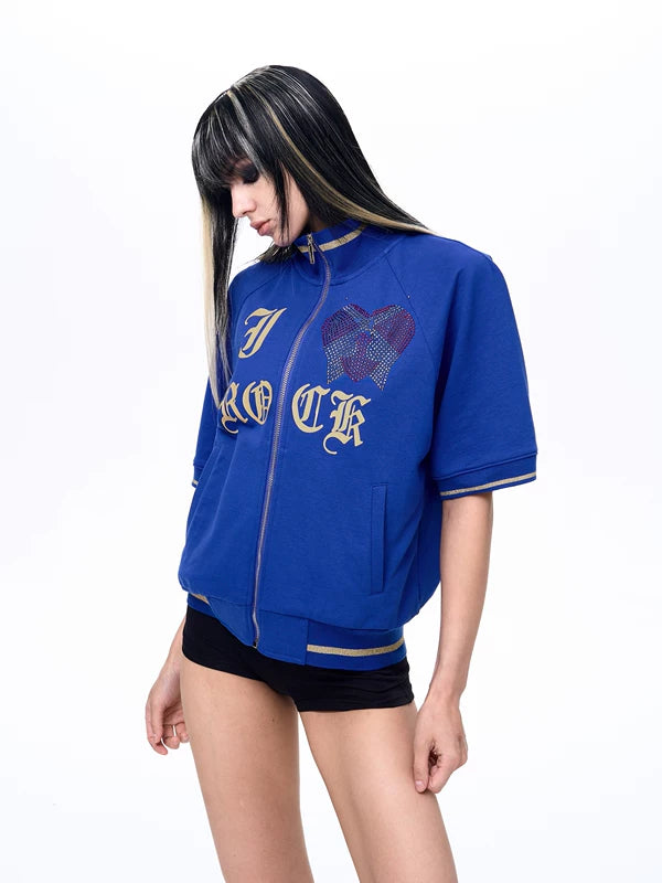 Rhinestone Letter Print Short-Sleeve Jacket 3