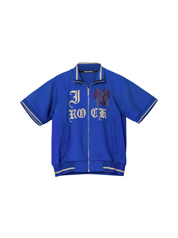 Rhinestone Letter Print Short-Sleeve Jacket 5