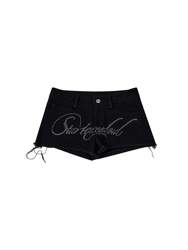 Rhinestone Low-Waisted Denim Shorts 5