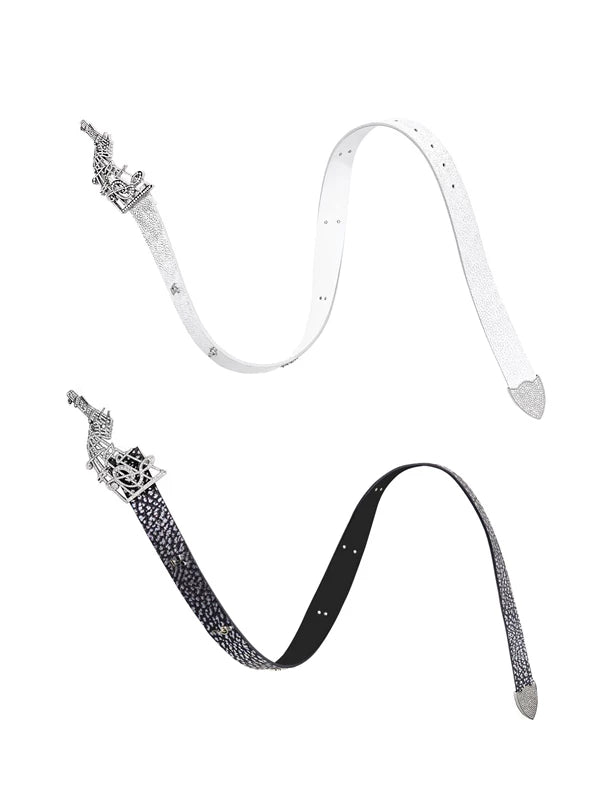 Rhinestone Music Note Leather Belt 2