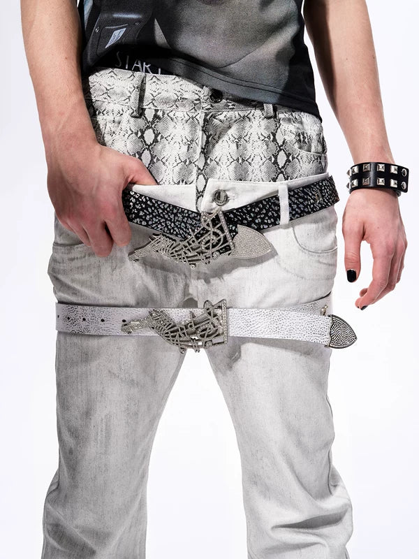 Rhinestone Music Note Leather Belt 4