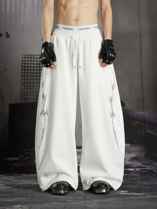 Rhinestone Pattern Loose Fit Sweatpants 2