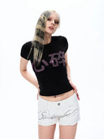 Rhinestone Slogan Slim Fit T-Shirt 3