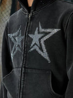 Rhinestone Star Zip-Up Hooded Sweatshirt 2