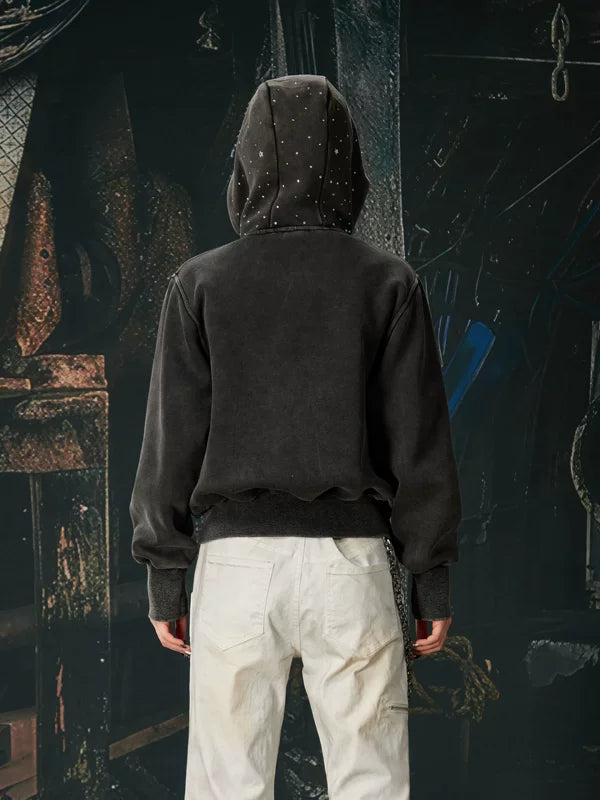 Rhinestone Star Zip-Up Hooded Sweatshirt 3