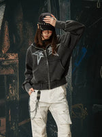 Rhinestone Star Zip-Up Hooded Sweatshirt 4
