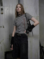 Rhinestone Striped Short-Sleeve T-Shirt 1