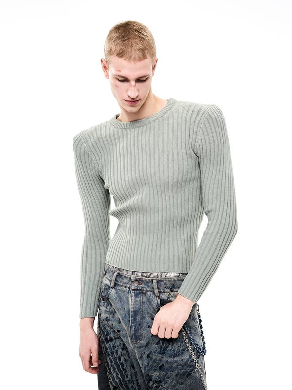 Ribbed Crew Neck Slim Fit Sweater 3